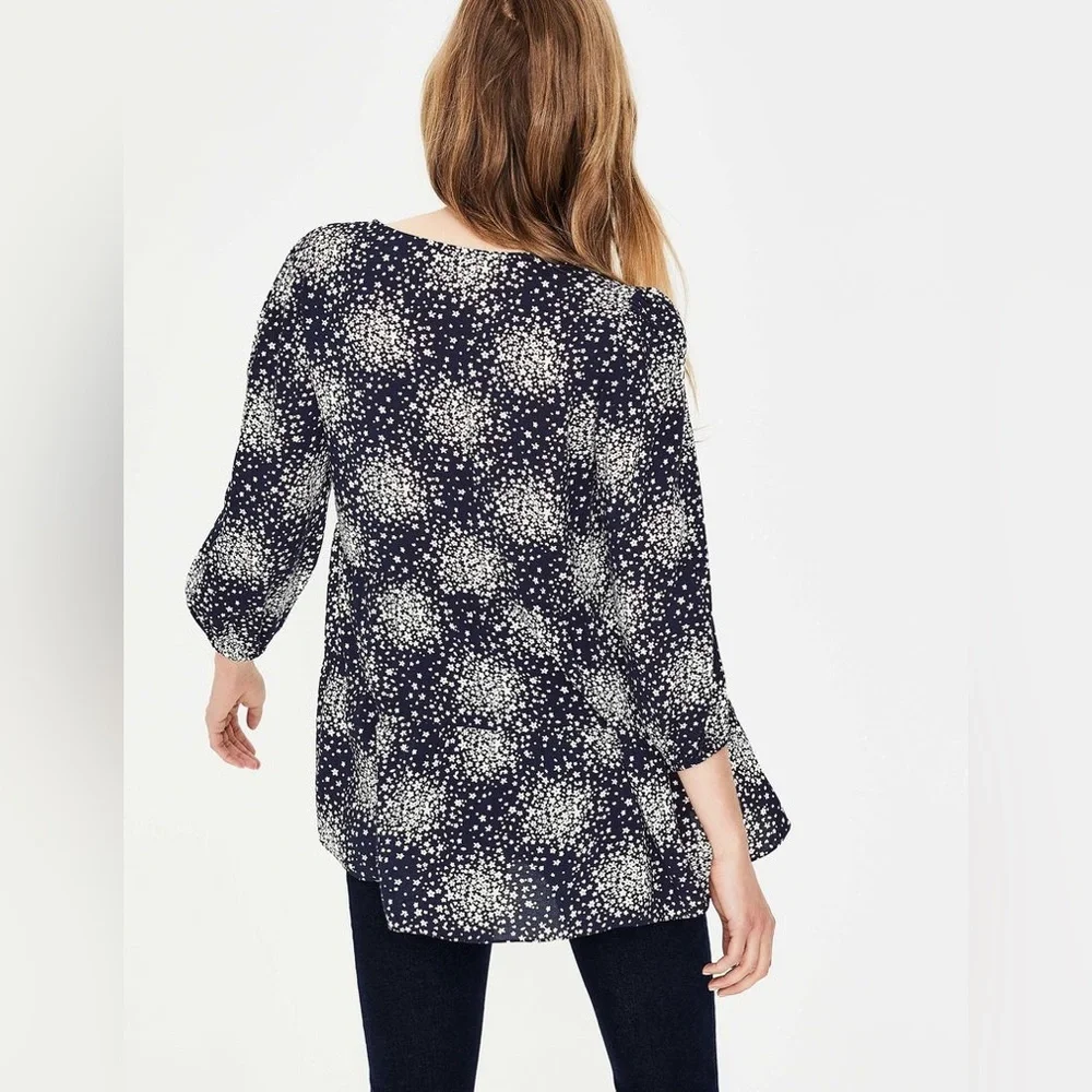 Boden Willow Top Floral Tiered Blouse V-Neck Puff Sleeve Boho Flowy Small 2